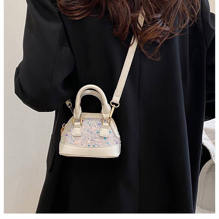 Mini sequin versatile crossbody shell bag