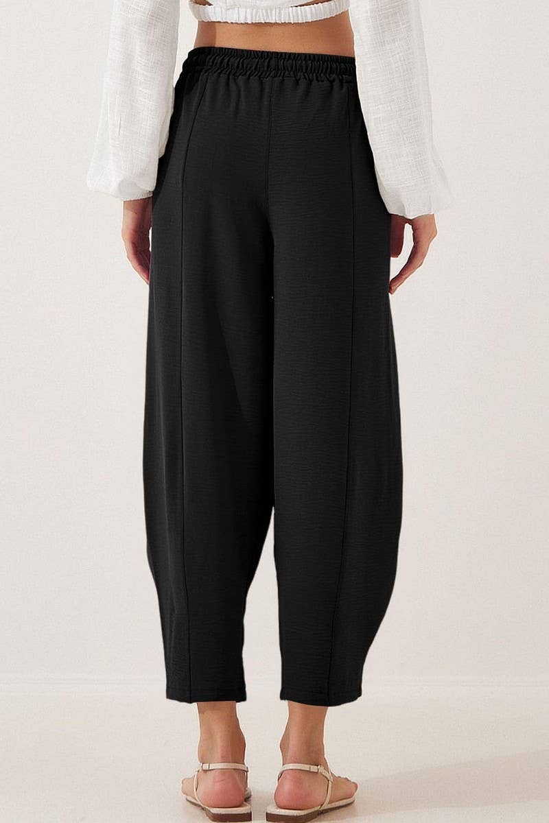 CWBLP1851_HIGH WAIST LOOSE DRAWSTRING POCKET TROUSERS