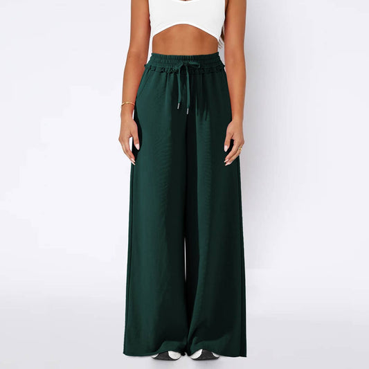 Loose casual lace-up straight-leg casual pants