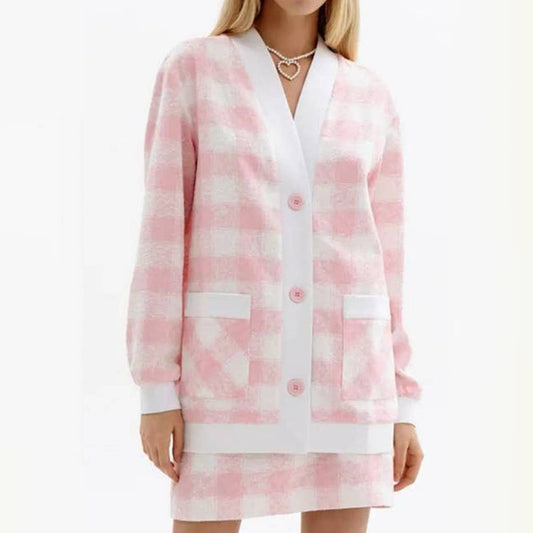 Sweater cardigan wrap hip skirt two-piece set