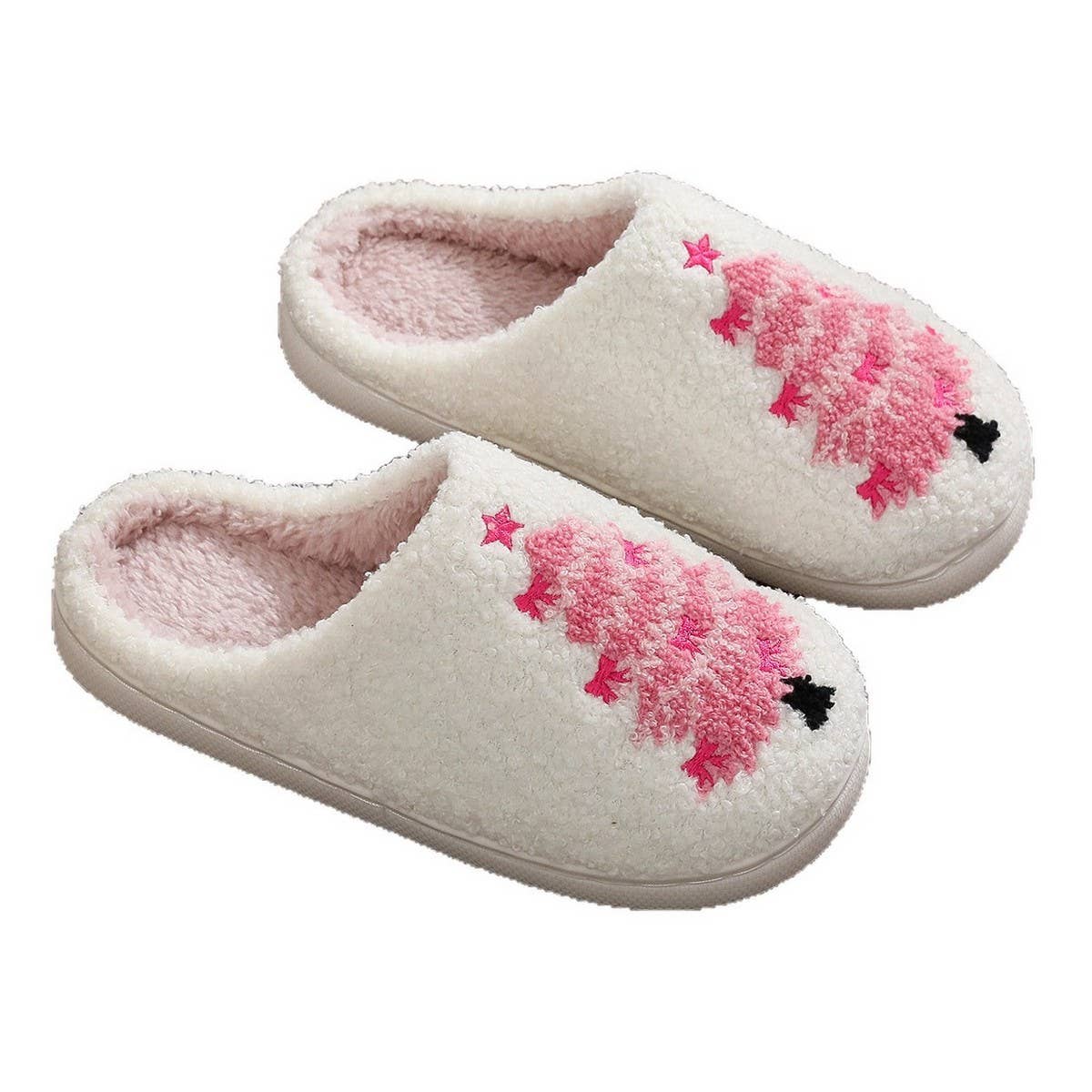 Cozy Pink Xmas Slippers Thick Soft Home Shoes_CWSHF00217