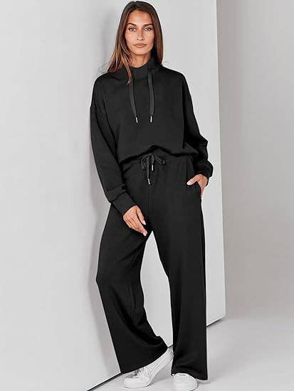 Long-sleeved solid-color commuting trousers set