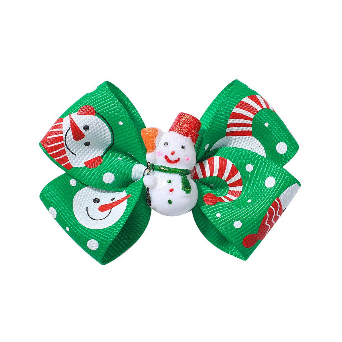 CHILDREN'S SANTA CLAUS PRINTED BOW HAIRPIN