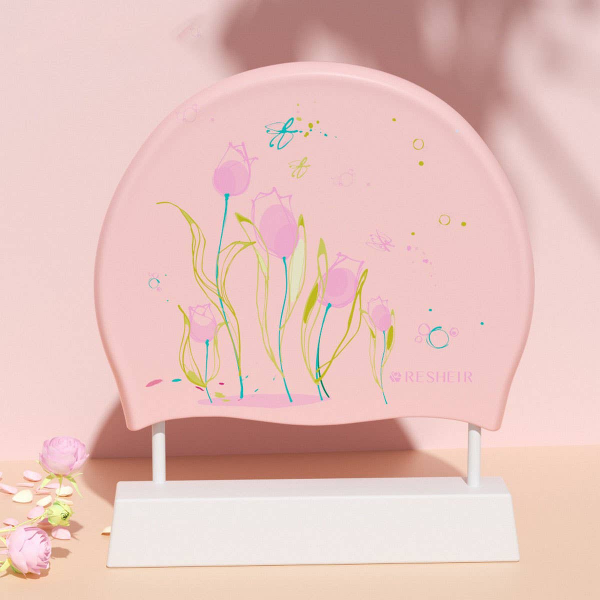 Adult Women's Swim Cap, Floral, Waterproof_CWMM6711