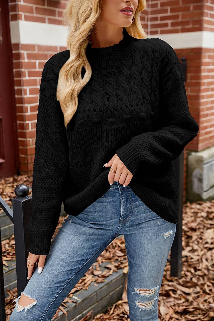 Solid color fashion long-sleeved pullover sweater