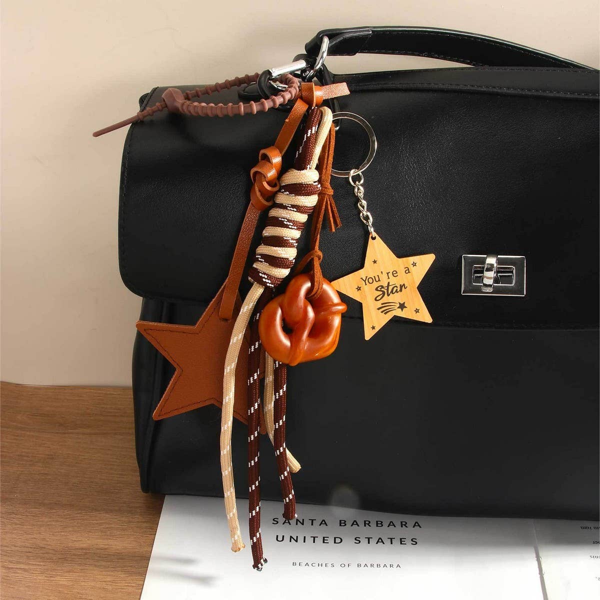Braided Pretzel Star Keychain Charm_CWMM7731