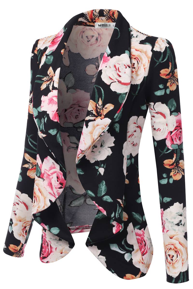 CWOBL090_Casual Work Long Sleeve Open Front Blazer