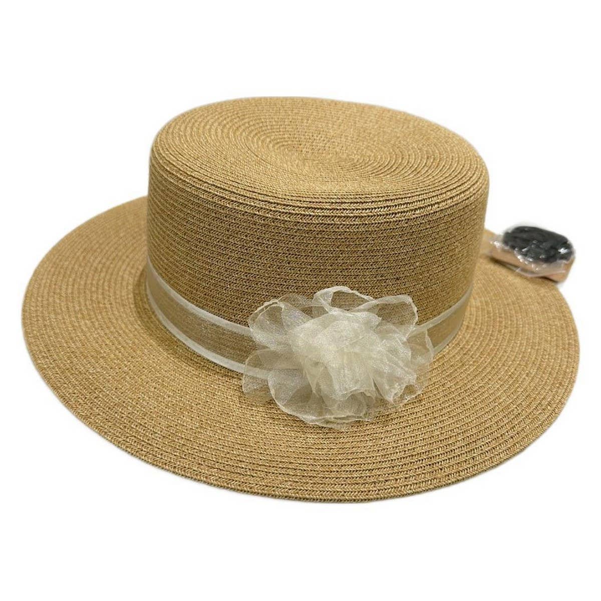 Summer simple flat top lace sun hat_CWAH3574