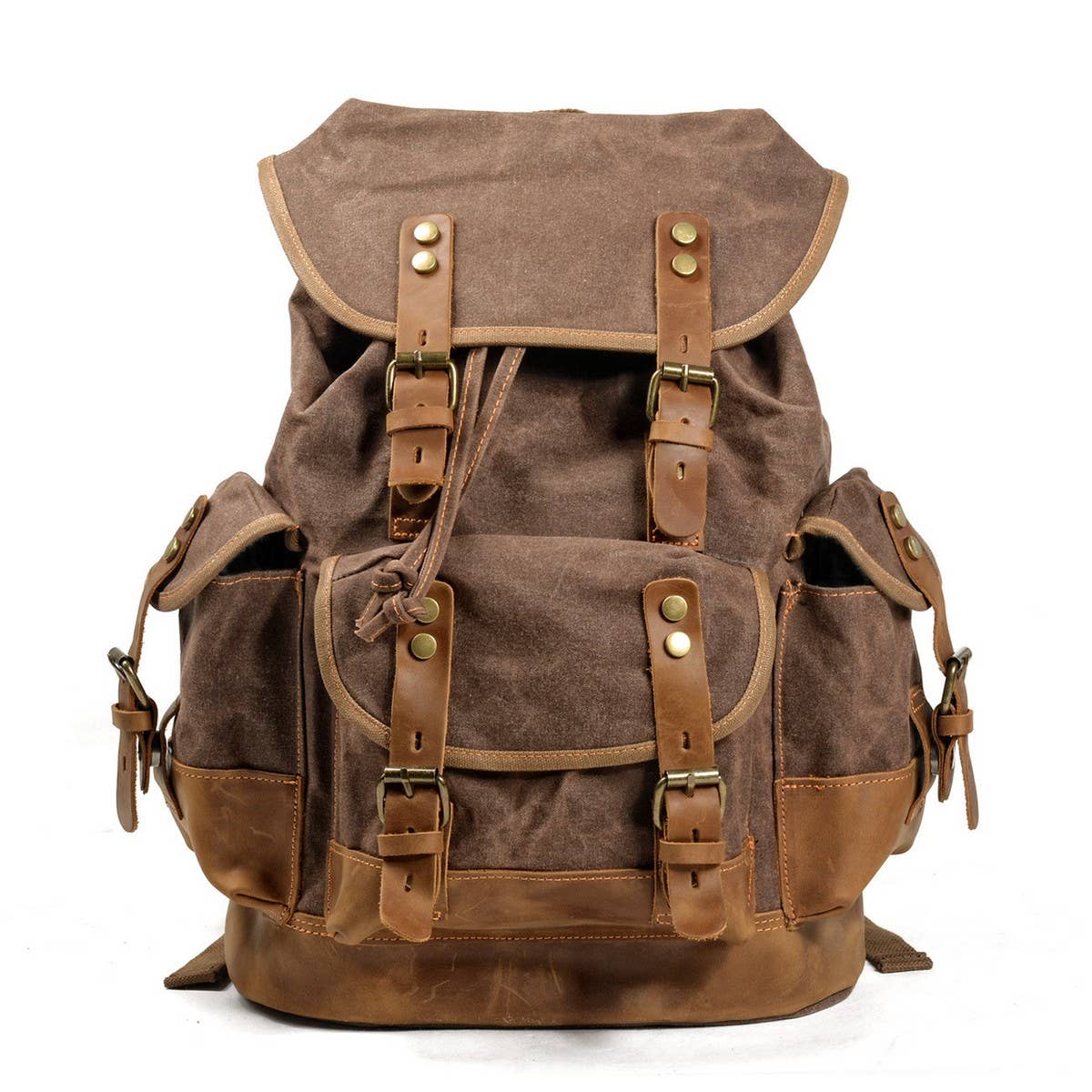 Canvas Leather Hiking Backpack for School & Travel_CWAB5518