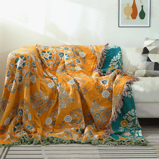 FLOWER TASSEL DOUBLE-SIDED BLANKET