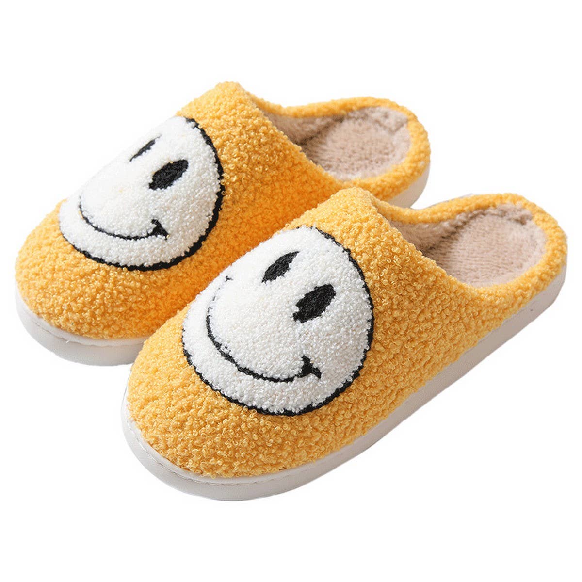 Cute Cartoon Smiling Face Fabric Slippers