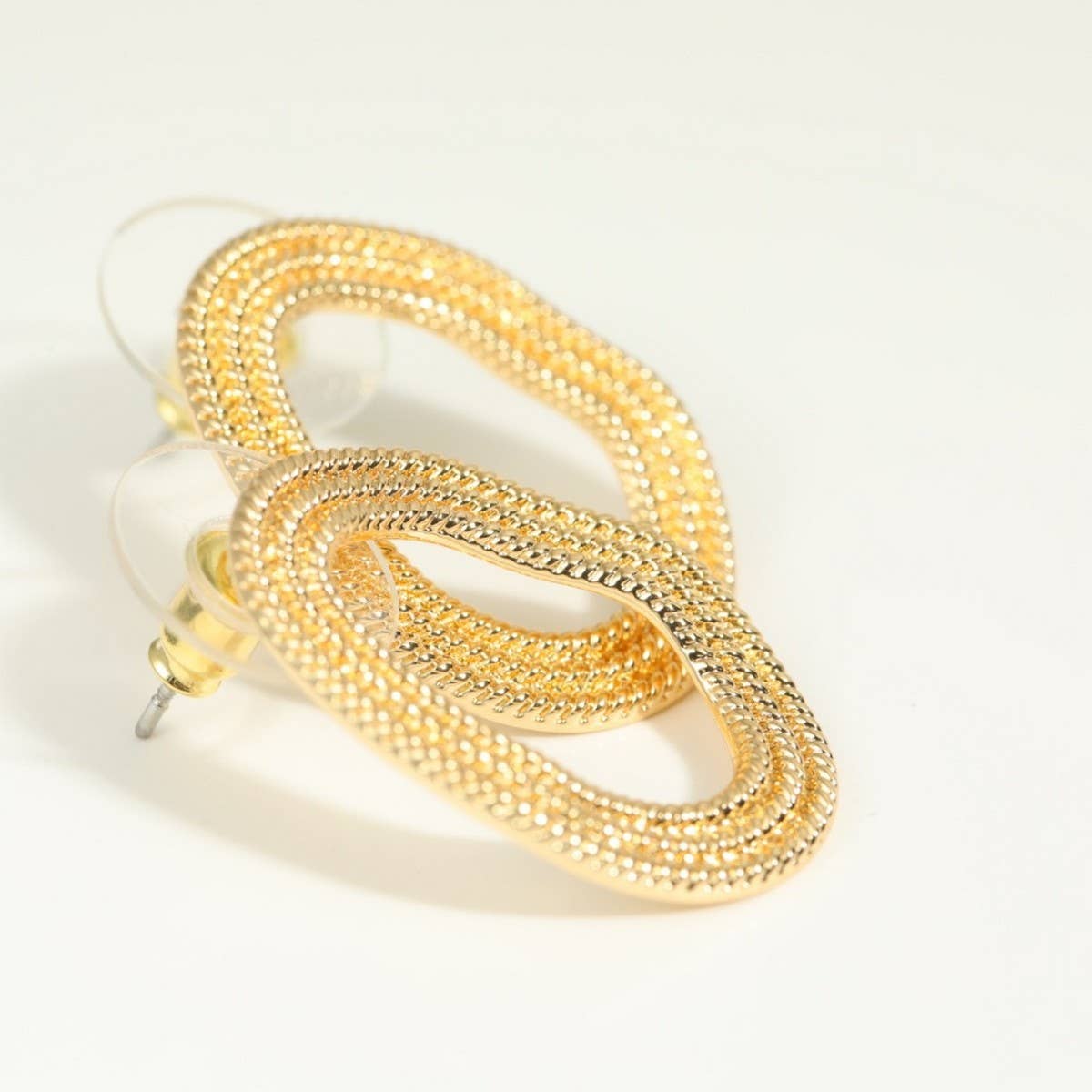 Unique Copper Circle Chain Hoop Stud Earrings