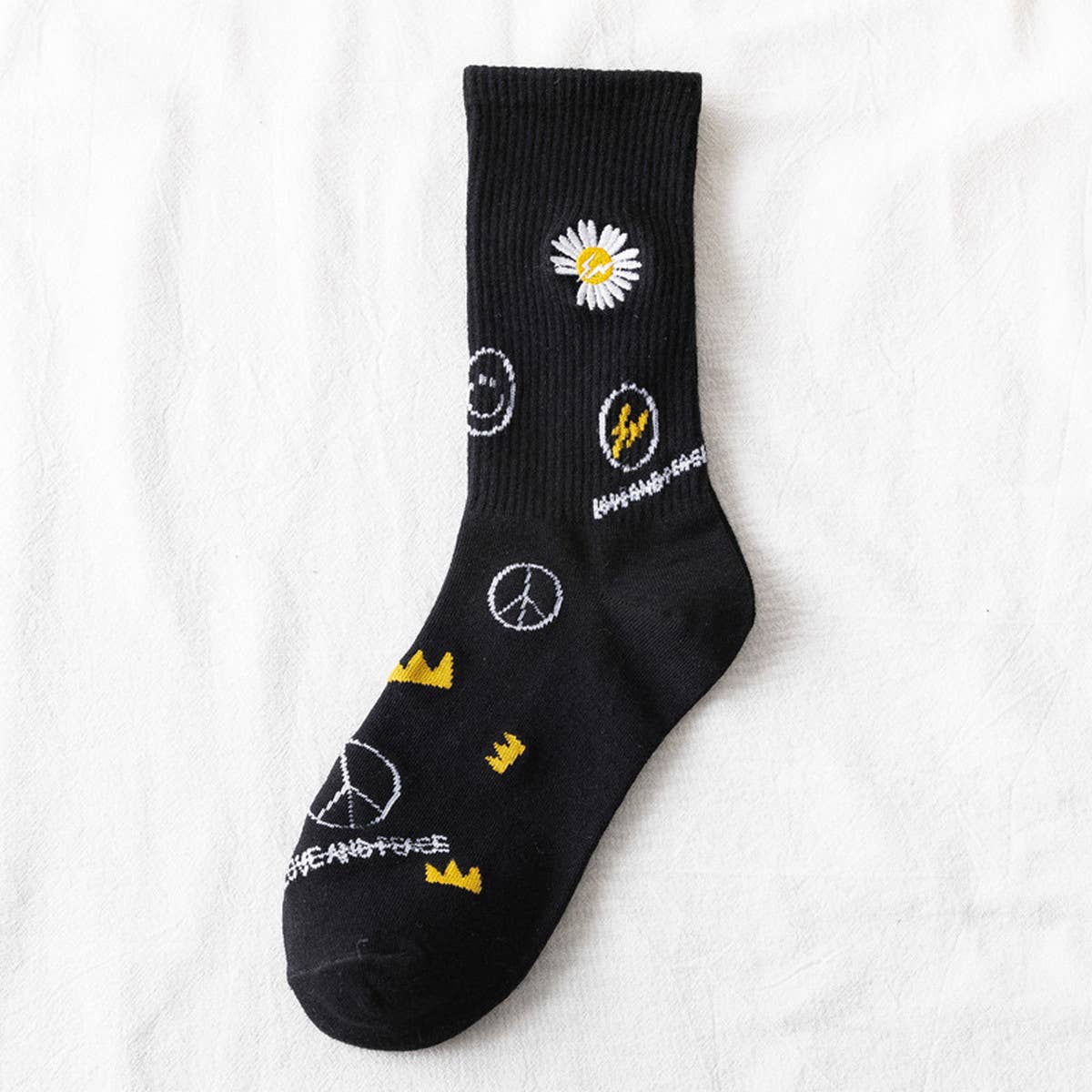 WOMEN BLACK DAISY SOCKS