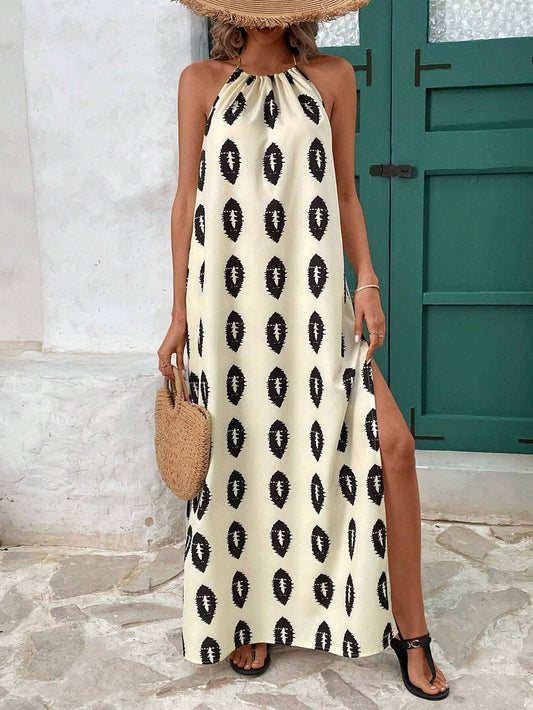 French Design Style Elegant Halter Beach Dress
