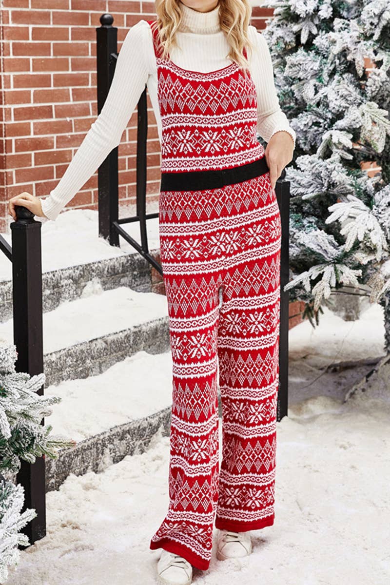 WOMEN CHRISTMAS SNOWFLAKE PRINTING JUMPSUIT_CWSJS0163