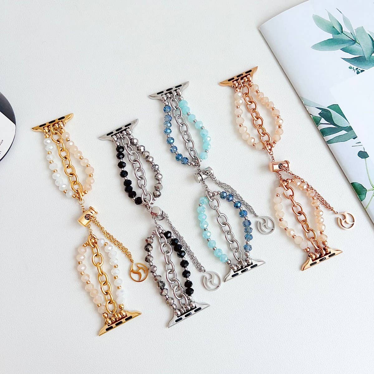 APPLE WATCH 9 STAINLESS STEEL BEADED BRACELET STRAP_CWWW0065