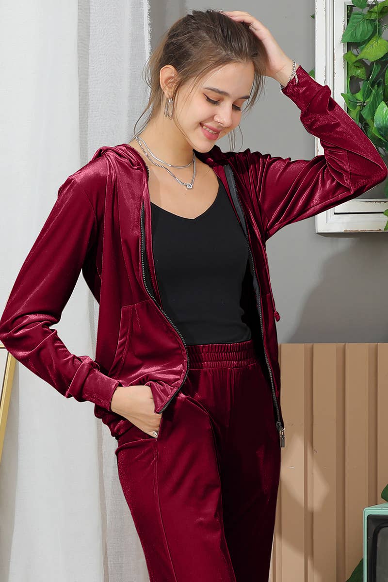 CWOHOL443_LONG SLEEVE ZIP UP HOODIE JACKET WITH SIDE POCKETS