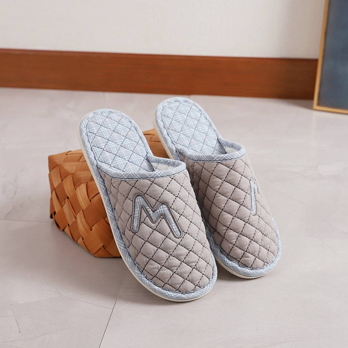 Thick Cotton PVC Sole Silent Couple Slippers