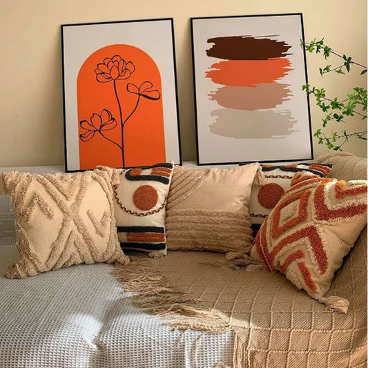 Boho Chic Tufted Tassel Throw Pillow Cover for Sofa_CWMM7702