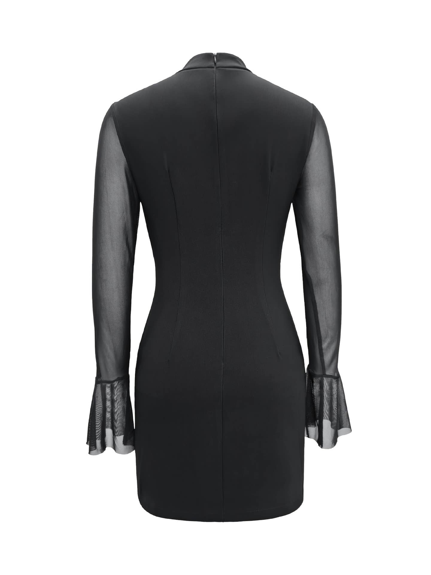 Semi-see-through long-sleeved party fit dress