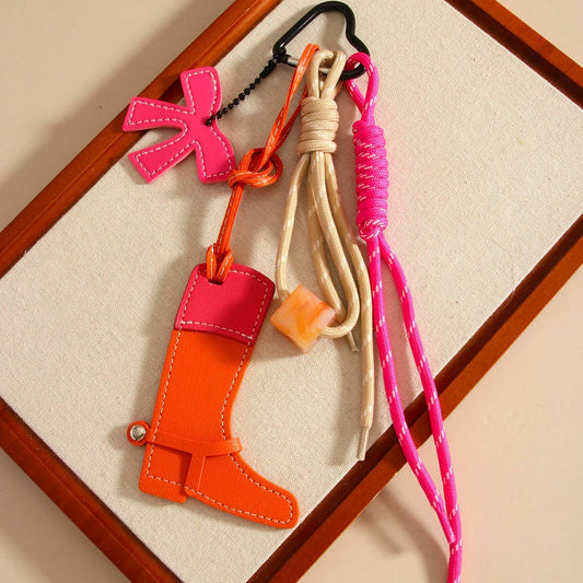 Western Horse Keychain with Beads & Bow