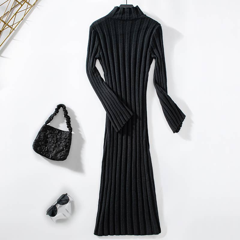 KNITTED LONG TIGHT HEIGHT ELASTIC DRESS