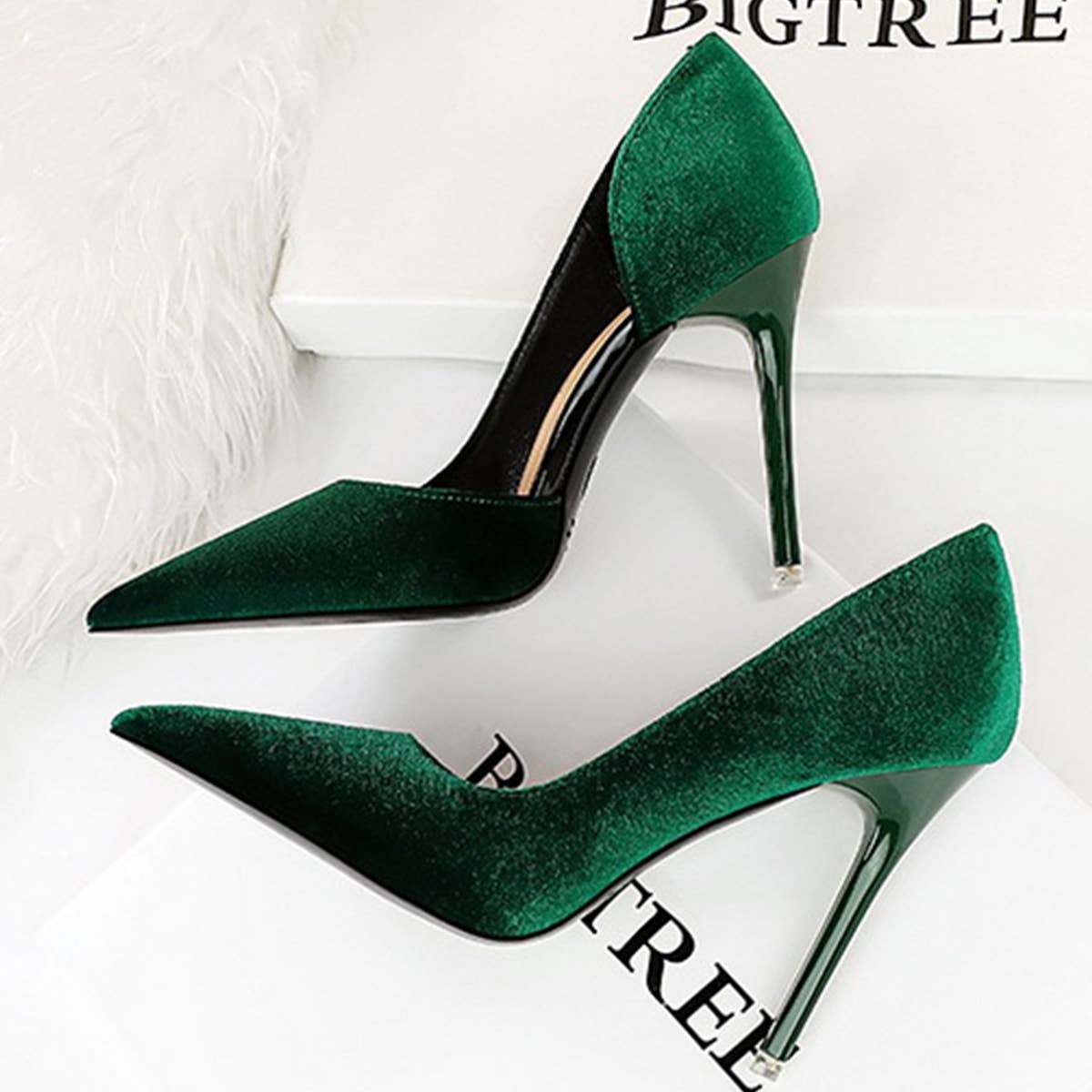 SHALLOW POINTED TOE SUEDE HIGH-HEELED SHOES