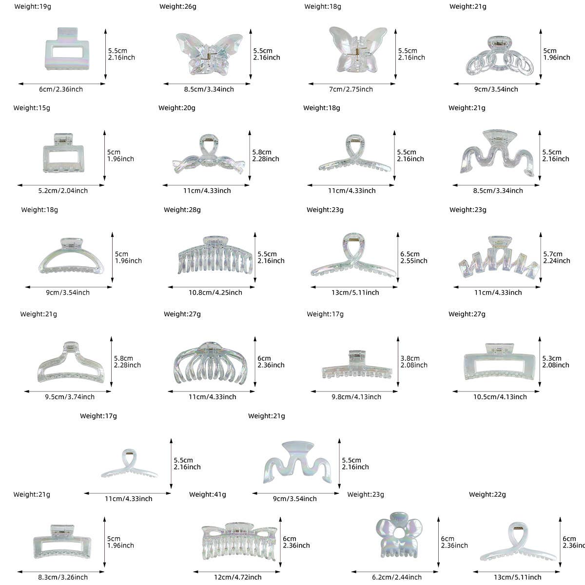 Pearlescent iridescent mermaid princess gripper