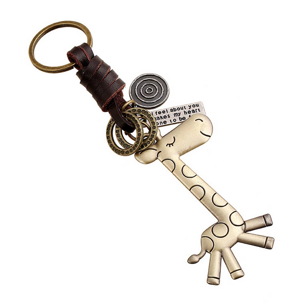 CREATIVE CUTE GIRAFFE LEATHER KEYCHAIN