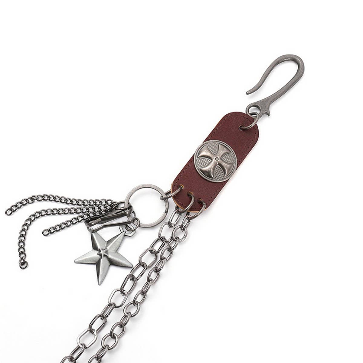 TRENDY RETRO LEATHER STITCHING JEANS CHAIN