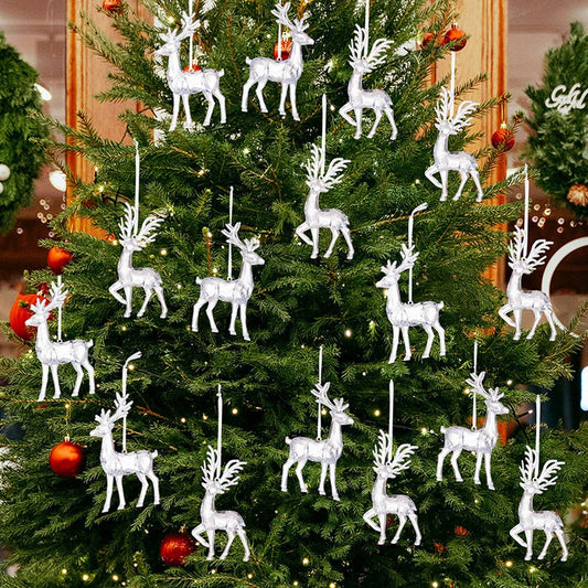 CWMM10192_CLEAR ACRYLIC REINDEER CHRISTMAS TREE ORNAMENTS