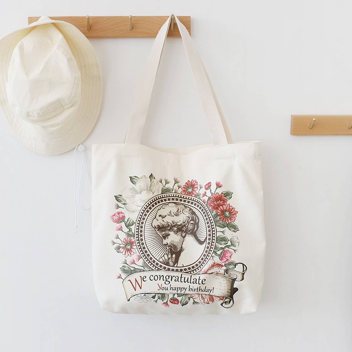 Vintage Cotton Canvas Shoulder Tote for Women_CWAB5619