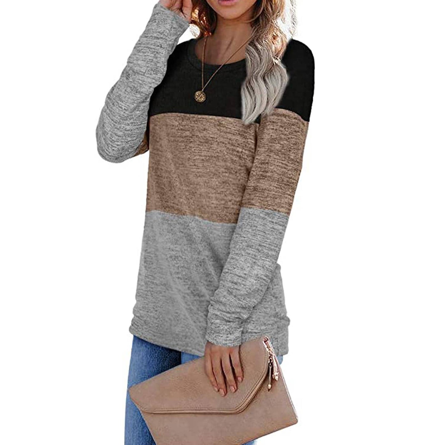 WOMEN'S CREW NECK PULLOVER MATCHING COLOR HOODIE