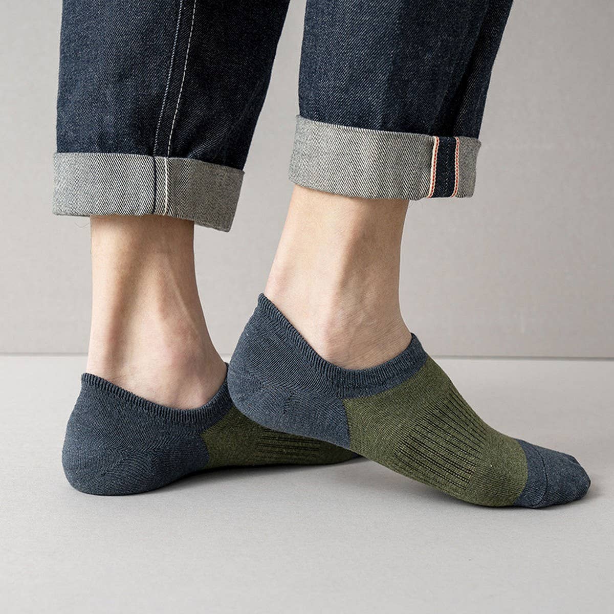 CWMS2453_SUMMER COLOR BLOCK CASUAL RETRO MEN'S SOCKS