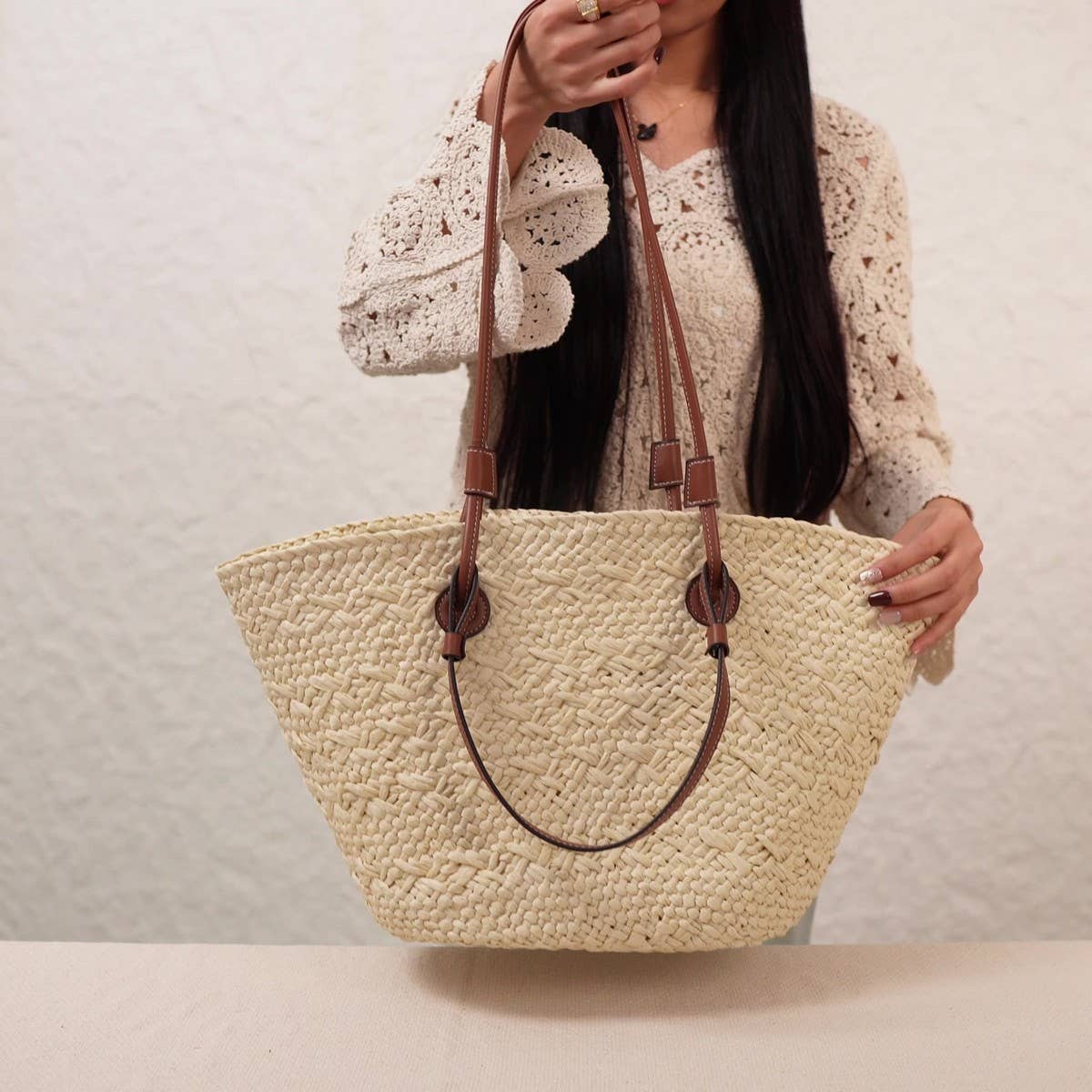PERSONALIZED FASHIONABLE LARGE CAPACITY STRAW BAG_CWAB4707