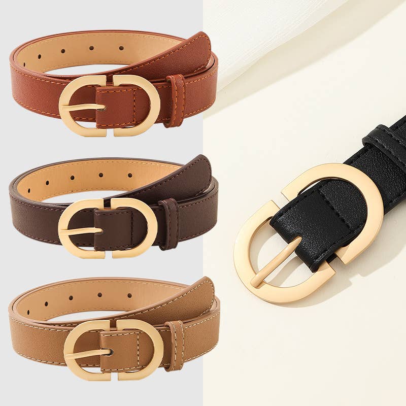Multi-color retro metal buckle PU belt