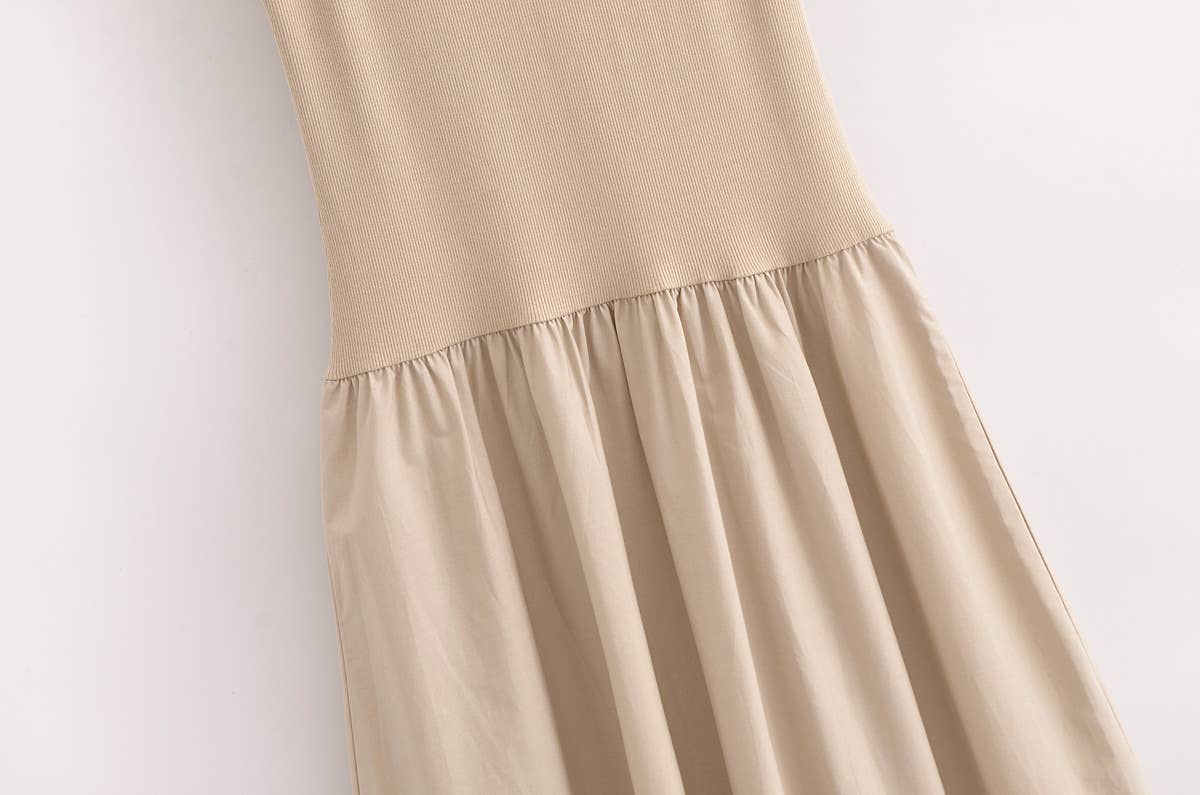 TWO-COLOR PATCHWORK LONG TANK DRESS