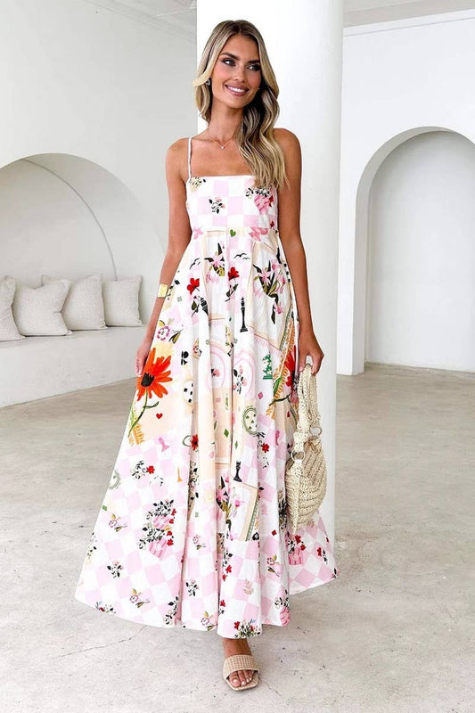 CWDMD5147_BACKLESS SPAGHETTI STRAP FLORAL MAXI DRESS