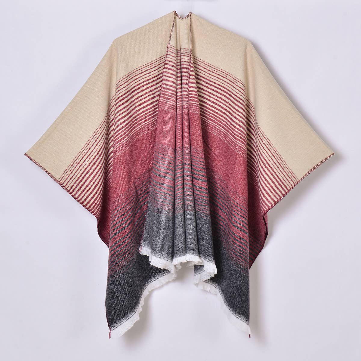 2024 SIMPLE GRADIENT THIN STRIPED SHAWL_CWASC0948