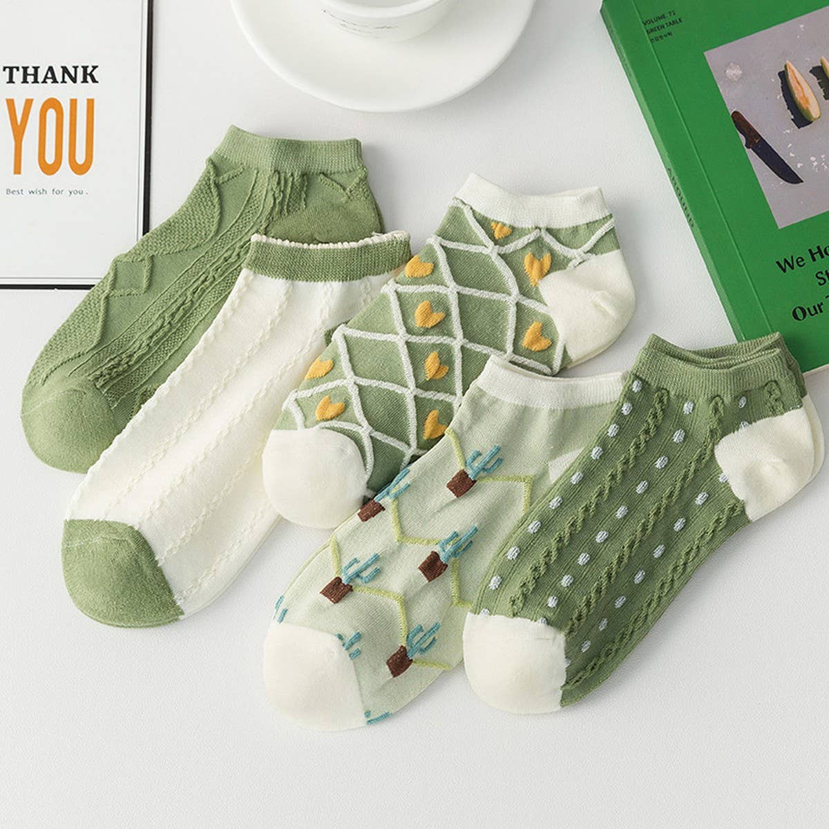 GREEN BOAT SOCKS BREATHABLE SUMMER COTTON SOCKS