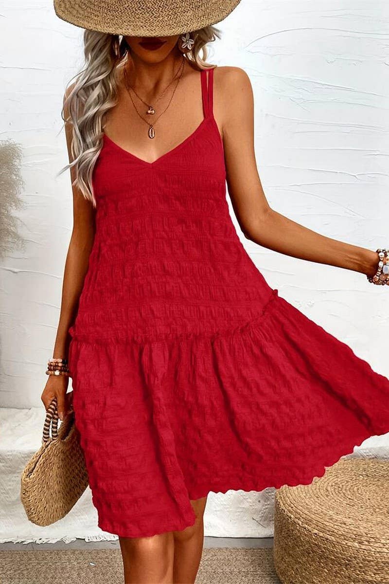 CWDHL0771_SOLID COLOR ELEGANT ROMANTIC SUSPENDER SKIRT