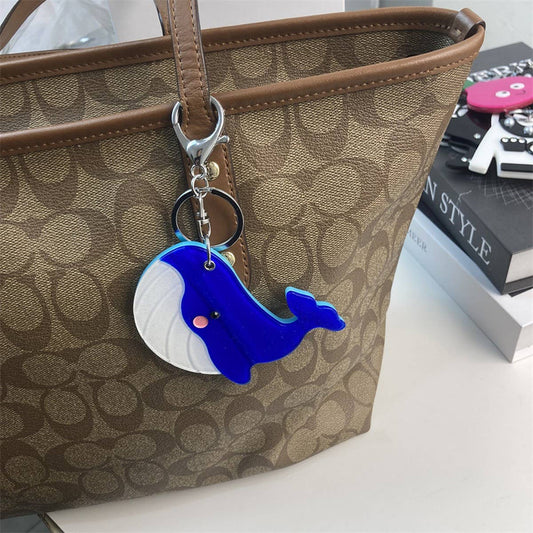 Cute Whale Slide Mirror Keychain Acrylic Gift