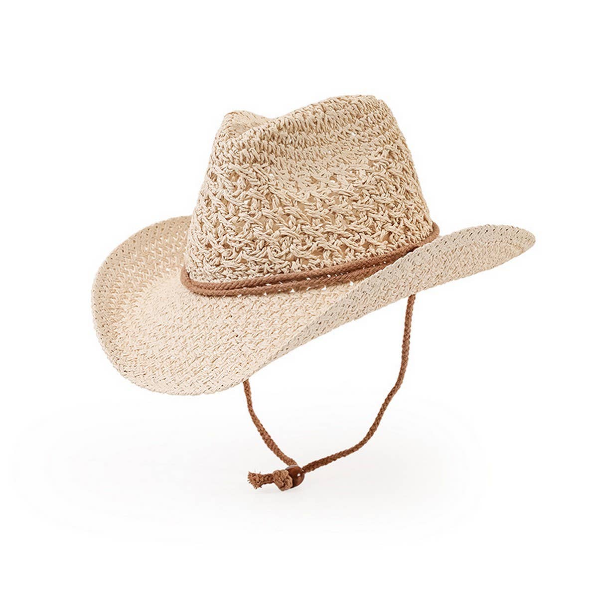 Retro flat top sunshade woven straw hat for women_CWAH3397