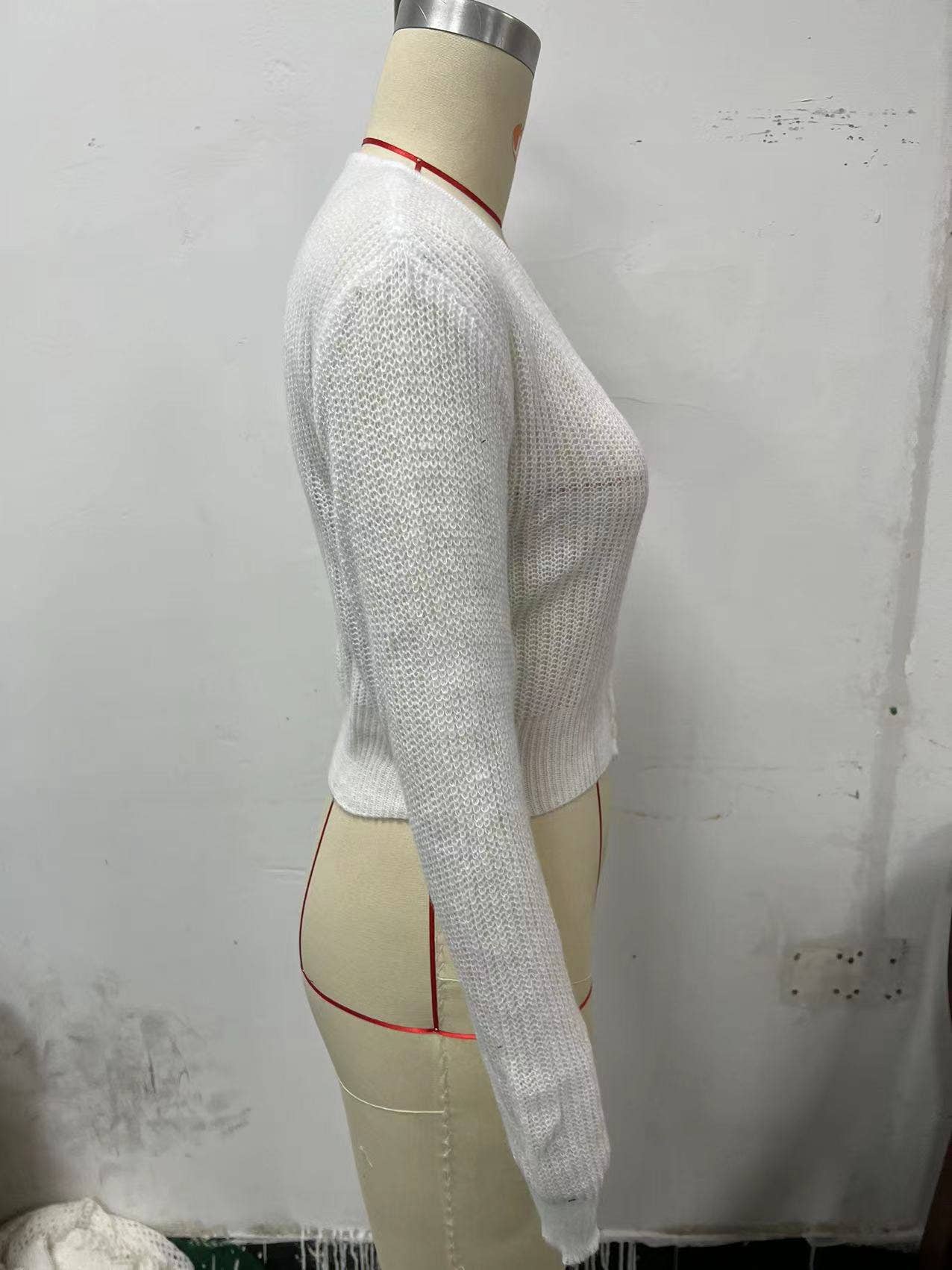 LONG SLEEVE PIT STRIP KNITTED ELASTIC CARDIGAN