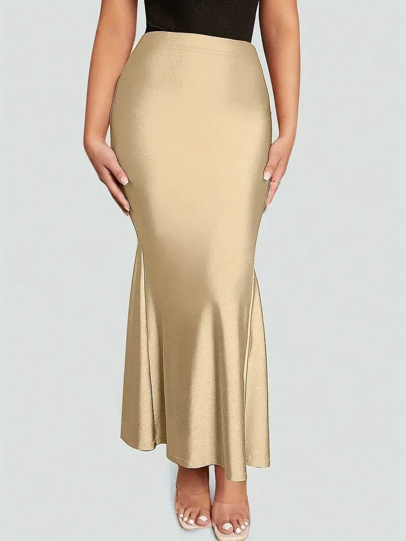 Fishtail knit elastic elastic waist long skirt