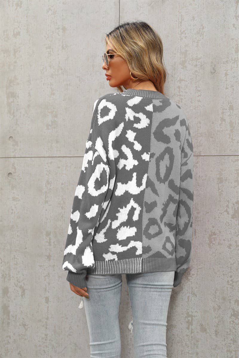 CWOCAL0928_LEOPARD PRINT BUTTON-DOWN KNITTED CARDIGAN