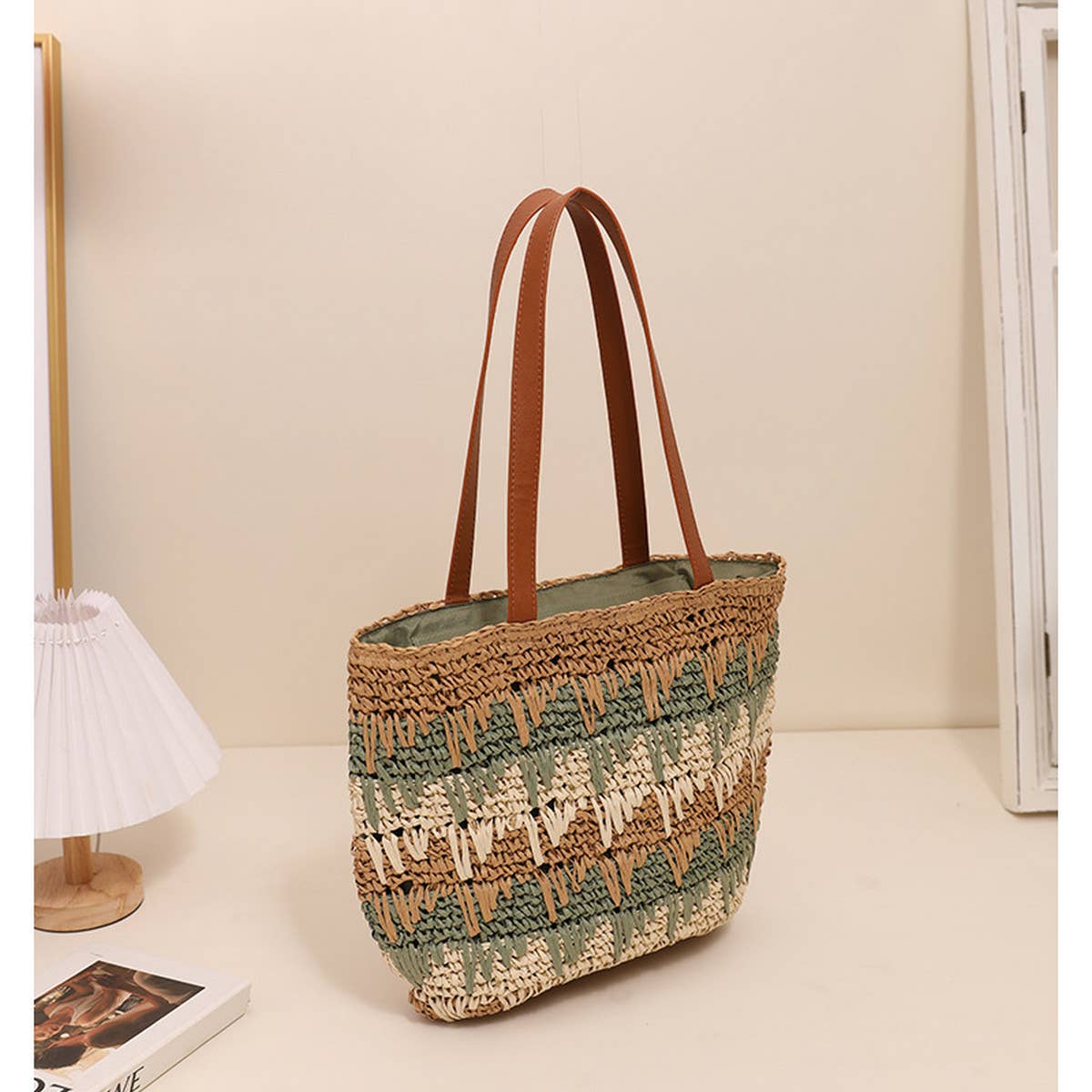 CASUAL CONTRAST COLOR HANDWOVEN BAG_CWAB1890