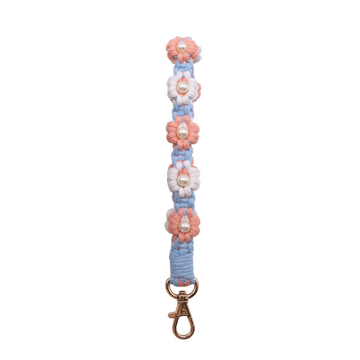 NEW PEARL FLOWER COTTON ROPE KEYCHAIN