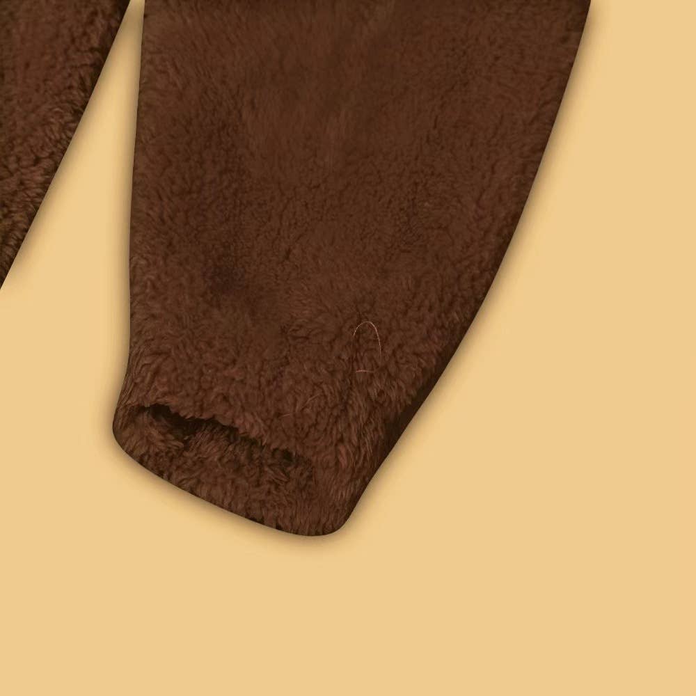 LONG SLEEVE SOLID COLOR PLUSH LOOSE WARM CARDIGAN