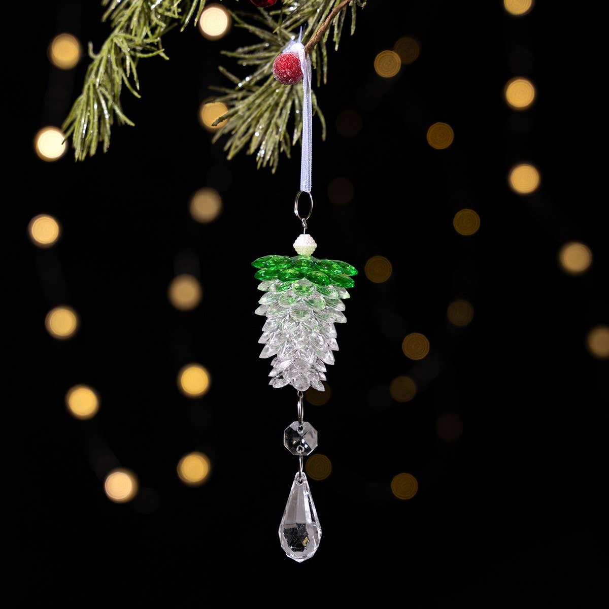 CWMM10170_ACRYLIC PINECONE CRYSTAL CHRISTMAS ORNAMENTS